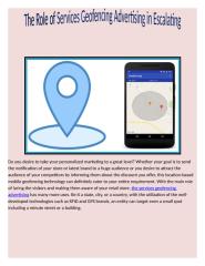 The Role of Services Geofencing Advertising in Escalating the Business Sectors and Increasing the Security.docx